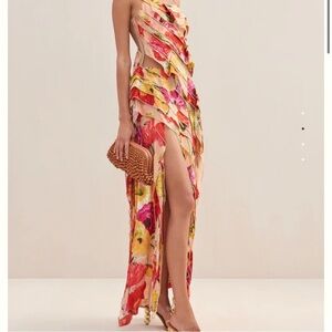 Cult Gaia Whitney Gown in Painted Florals small
